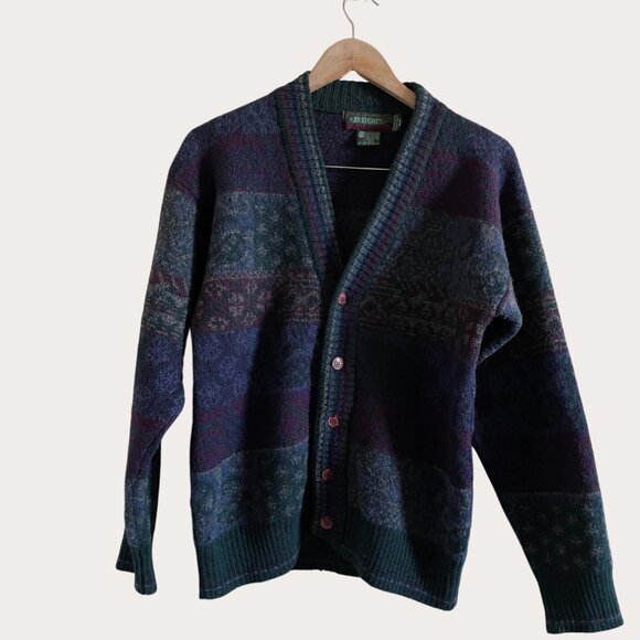 Vintage 100% Soft Wool Grandpa Sweater | Vintage Cardigan Grandpa - Picture 1 of 5